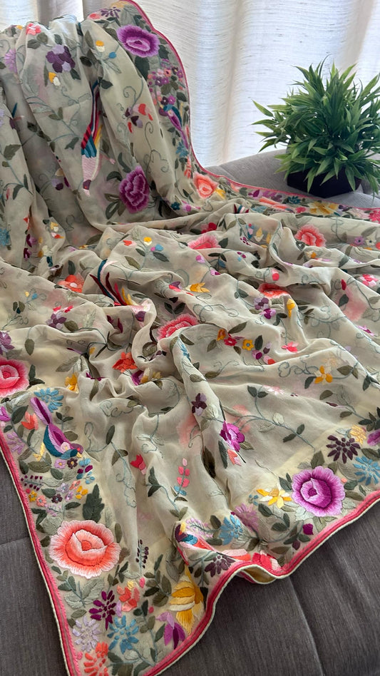 Designer Multicolour Parsi Gara Dupatta