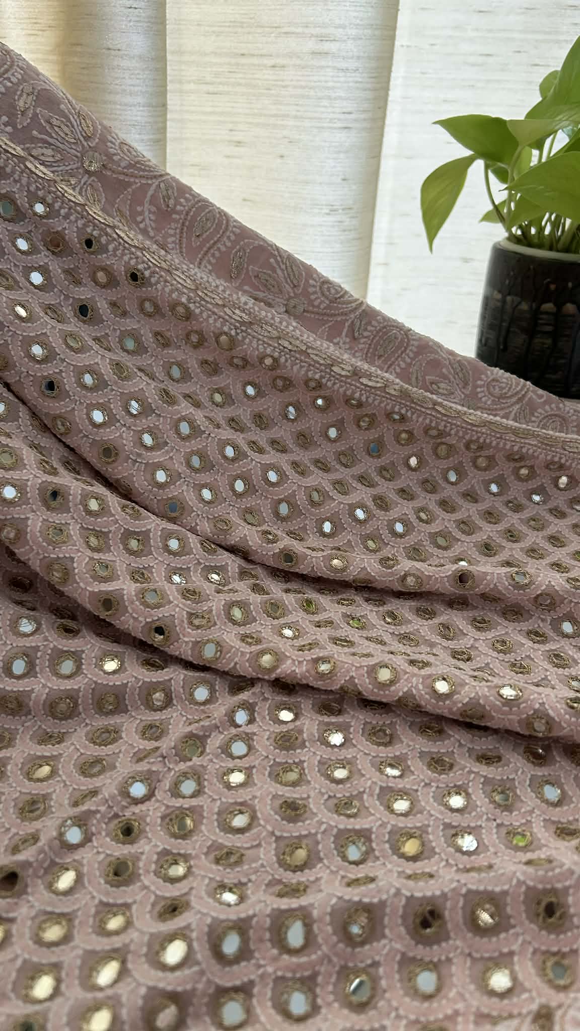 Pastel Pink Mirror & Gota Patti Chikankari Dupatta
