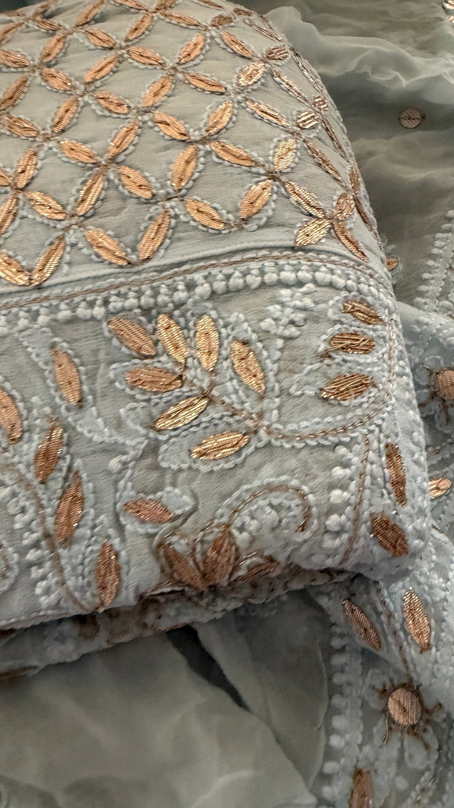 Powder Blue Gota Patti Chikankari Anarkali Suit (Anarkali And Dupatta)