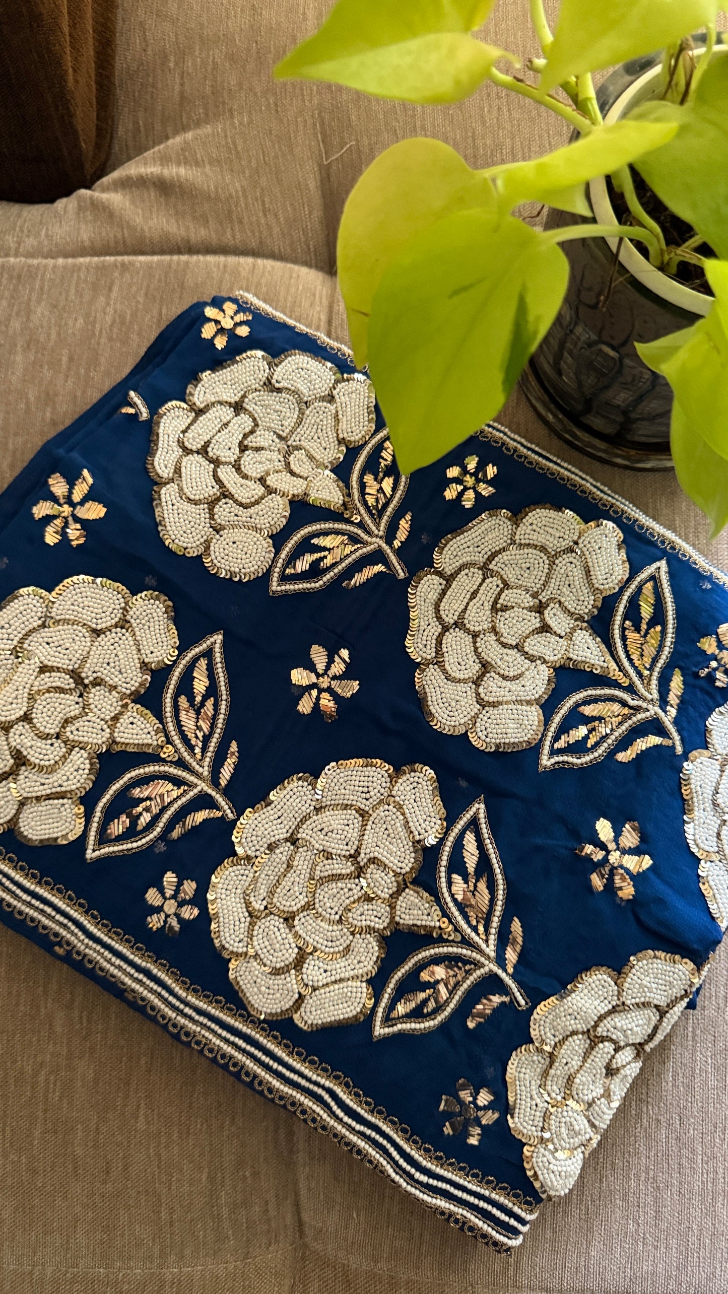 Masterpiece Royal Blue Pearl Kamdani Suit - Festive Collection