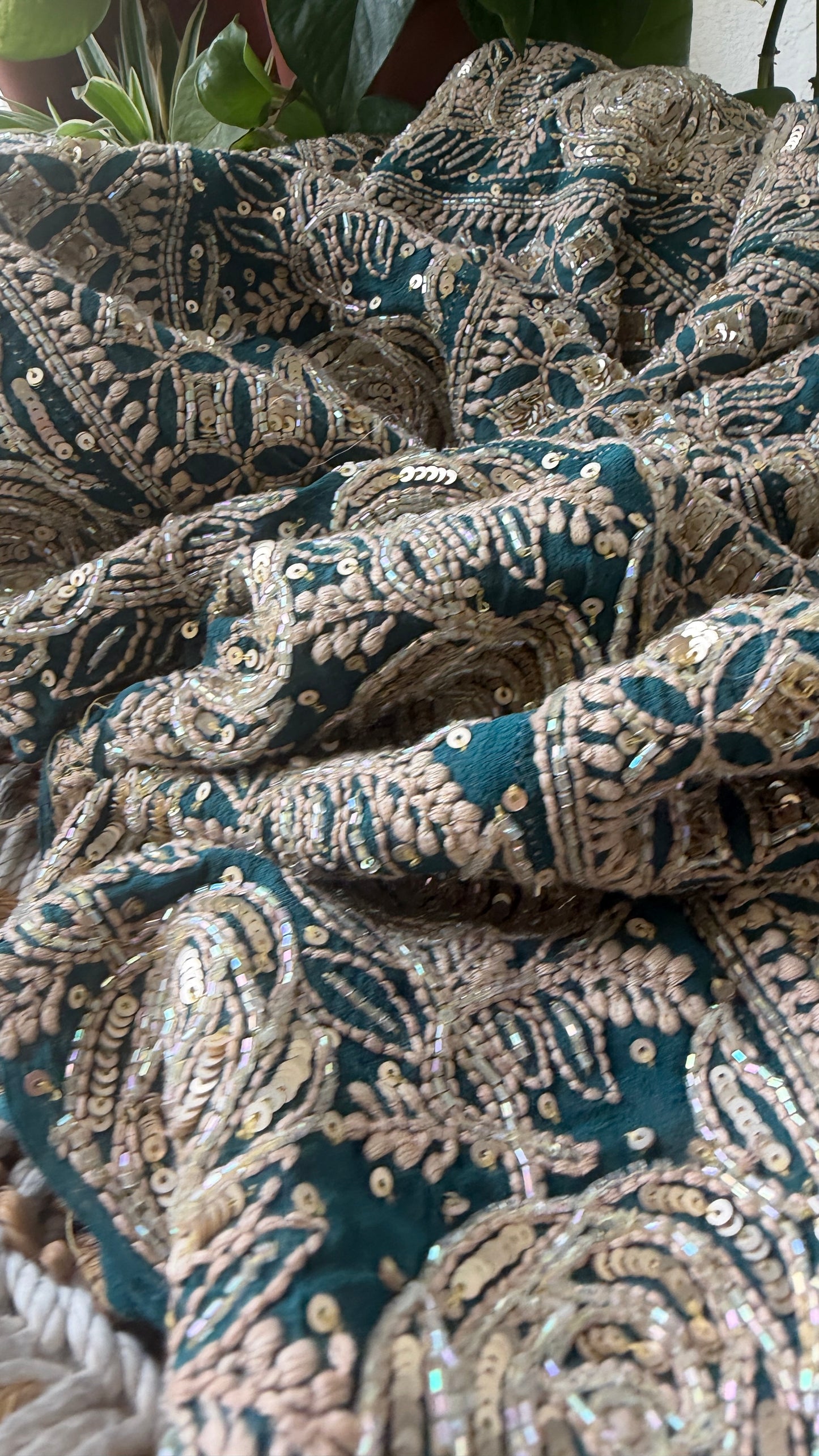 Dusty Emerald Green Cut Dana Chikankari Anarkali Suit