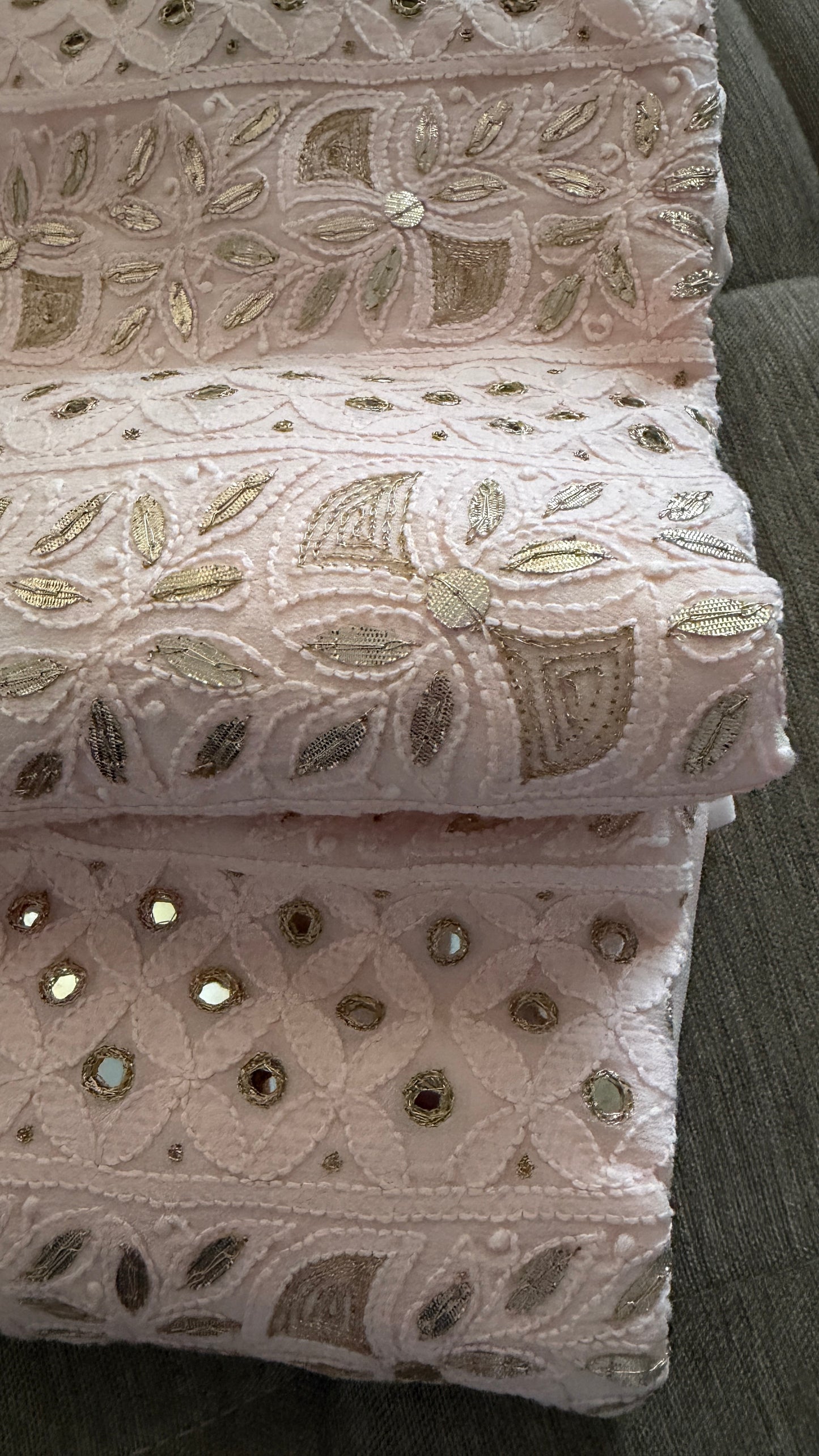 Pastel Pink Mirror & Gota Patti Chikankari Suit