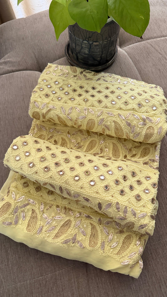 Yellow Mirror & Gota Patti Chikankari Suit