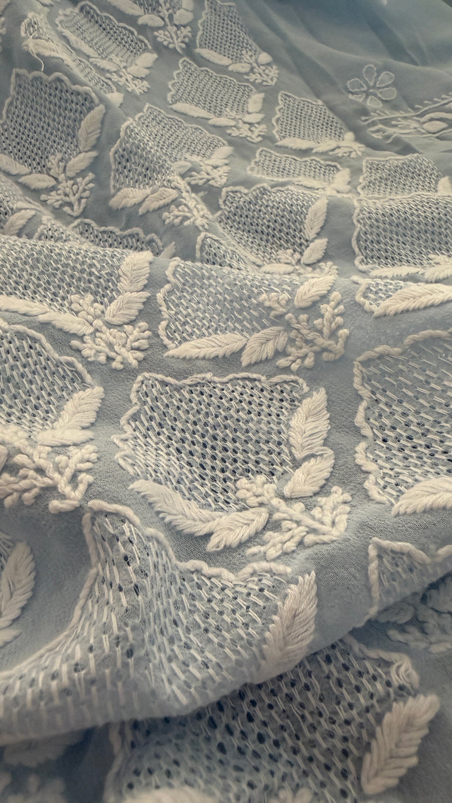 Exclusive Powder Blue Hand Jaali Chikankari Suit