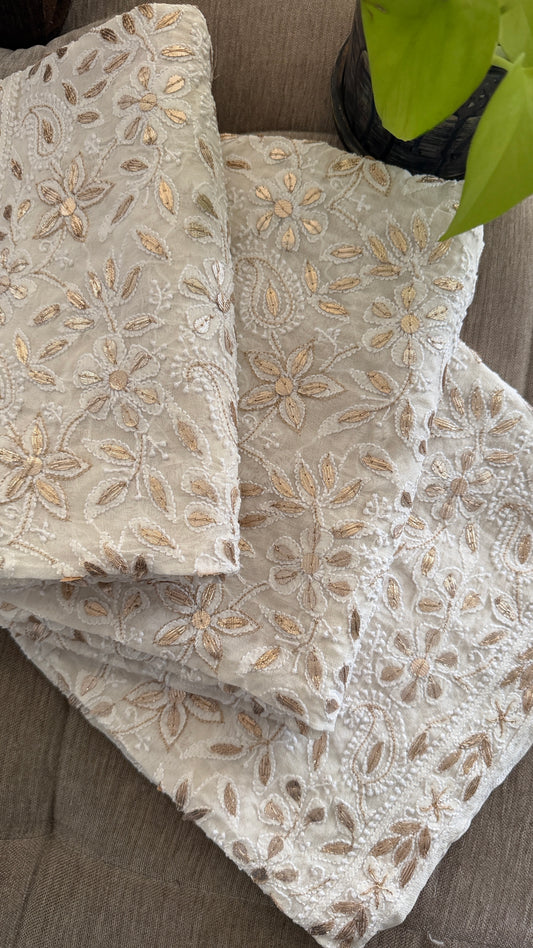 Ivory White Gota Patti Chikankari Dupatta