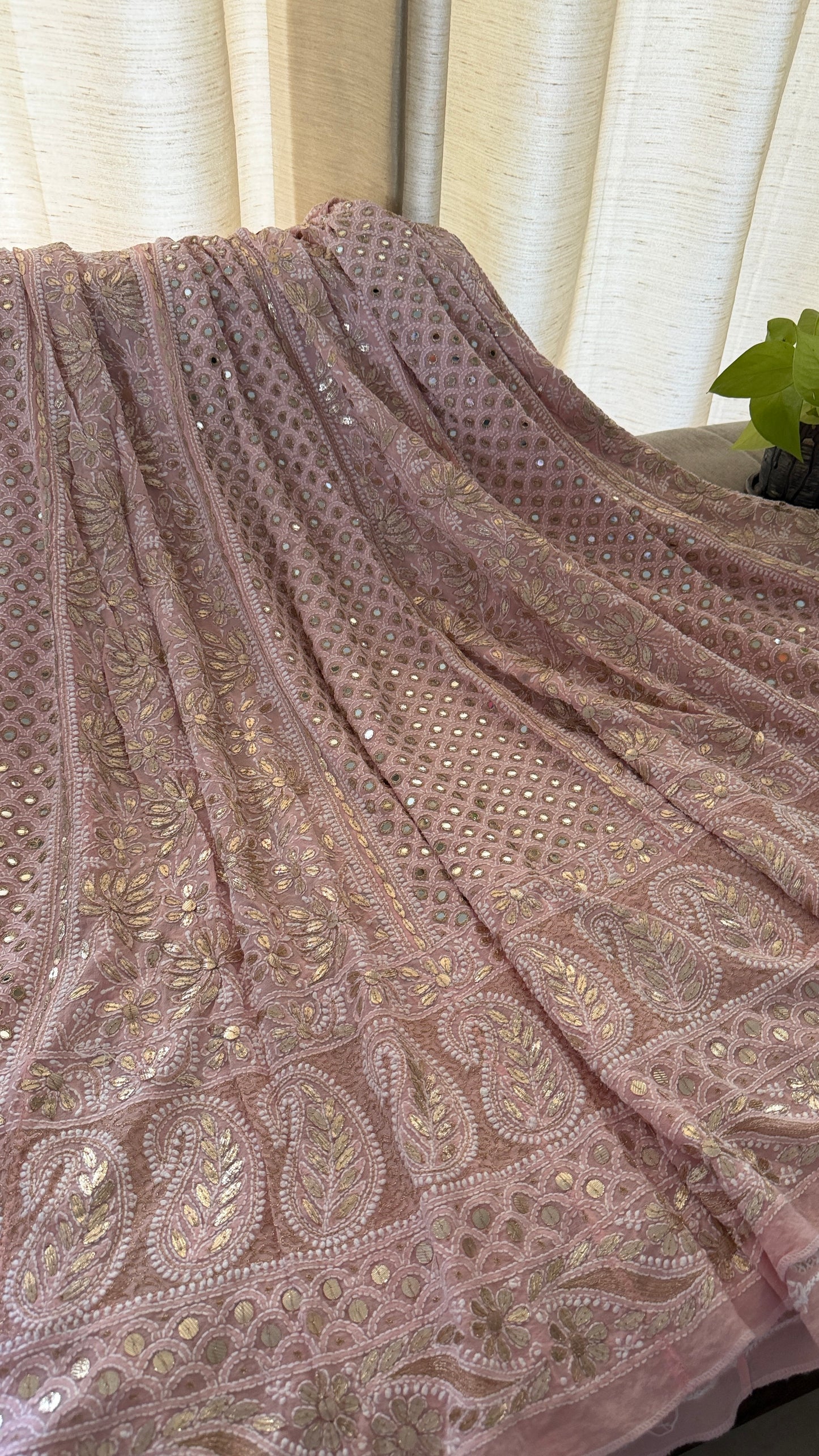 Pastel Pink Mirror & Gota Patti Chikankari Lehenga Set