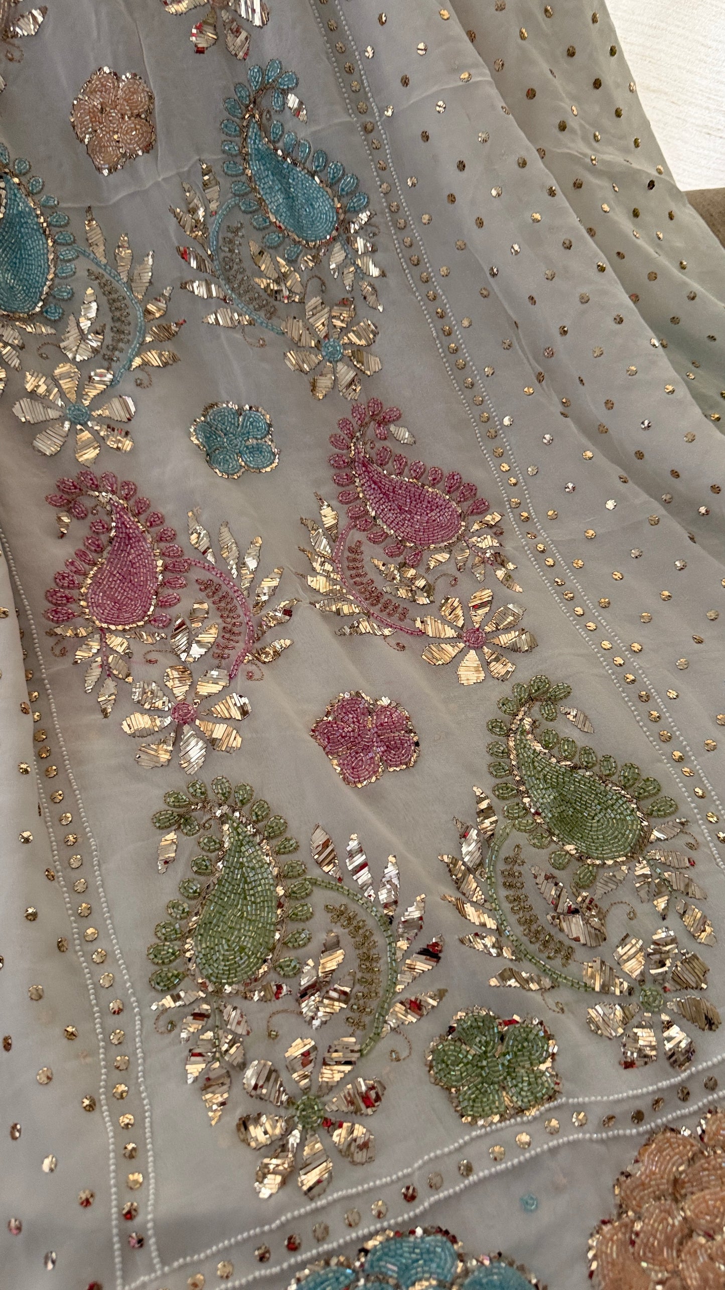 Party Wear Cut Dana Mukaish Kurta Dupatta Set