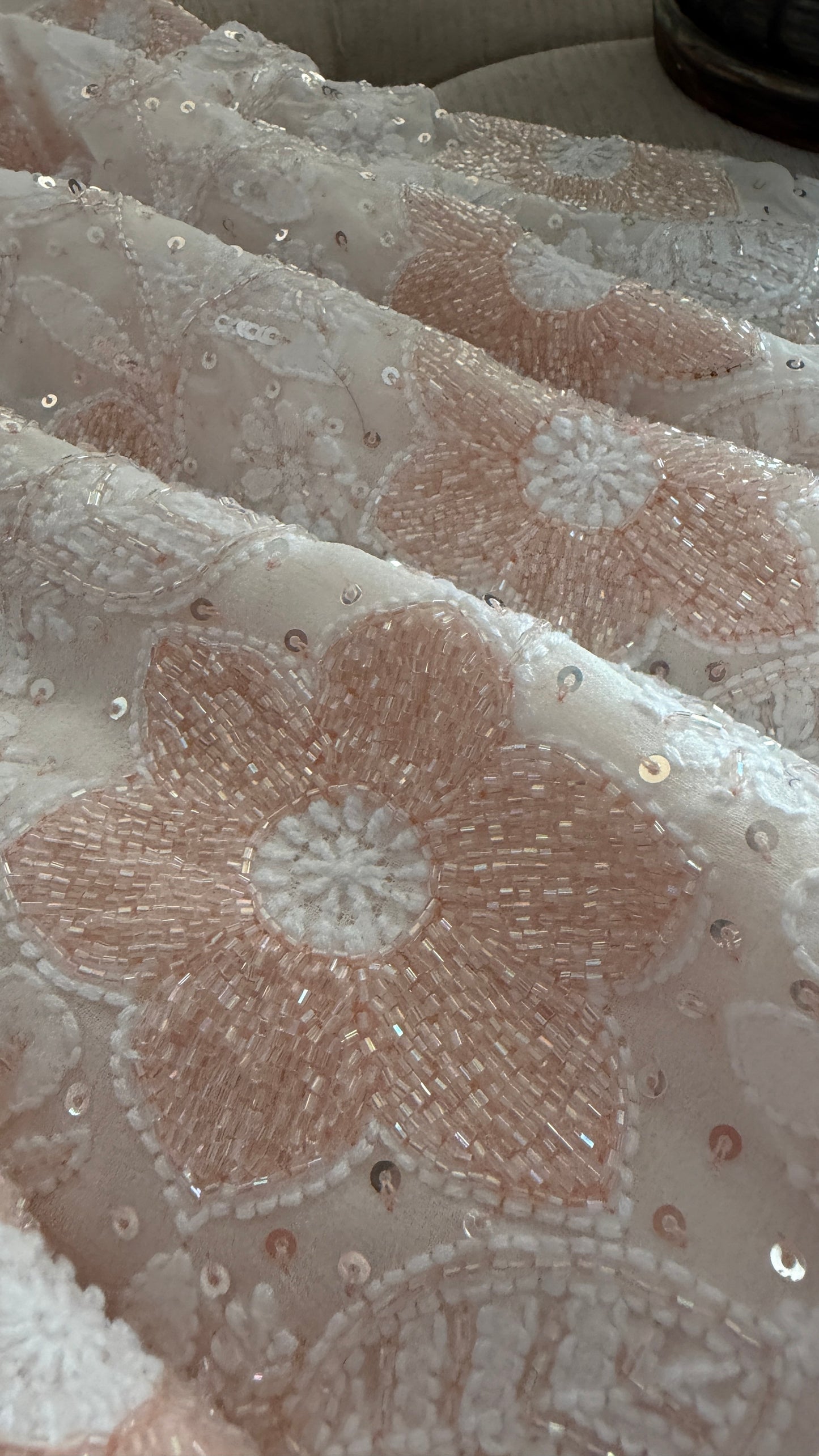 Fine Chikankari Suit with Peach Beads Work