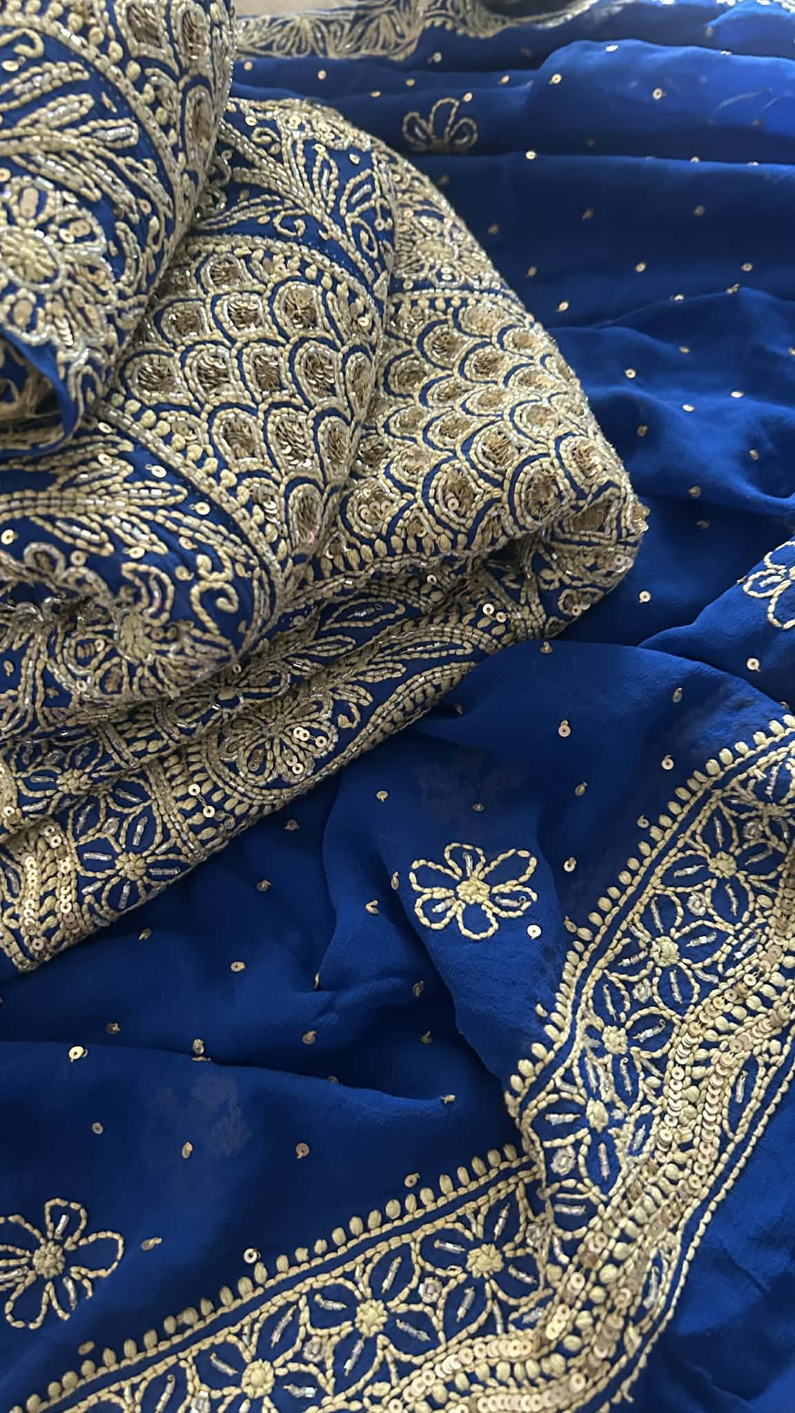 Masterpiece Royal Blue  Cut Dana & Sequins Work Chikankari Anarkali Suit