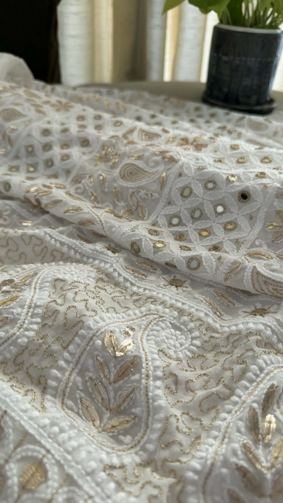 White Mirror & Gota Patti Chikankari Suit