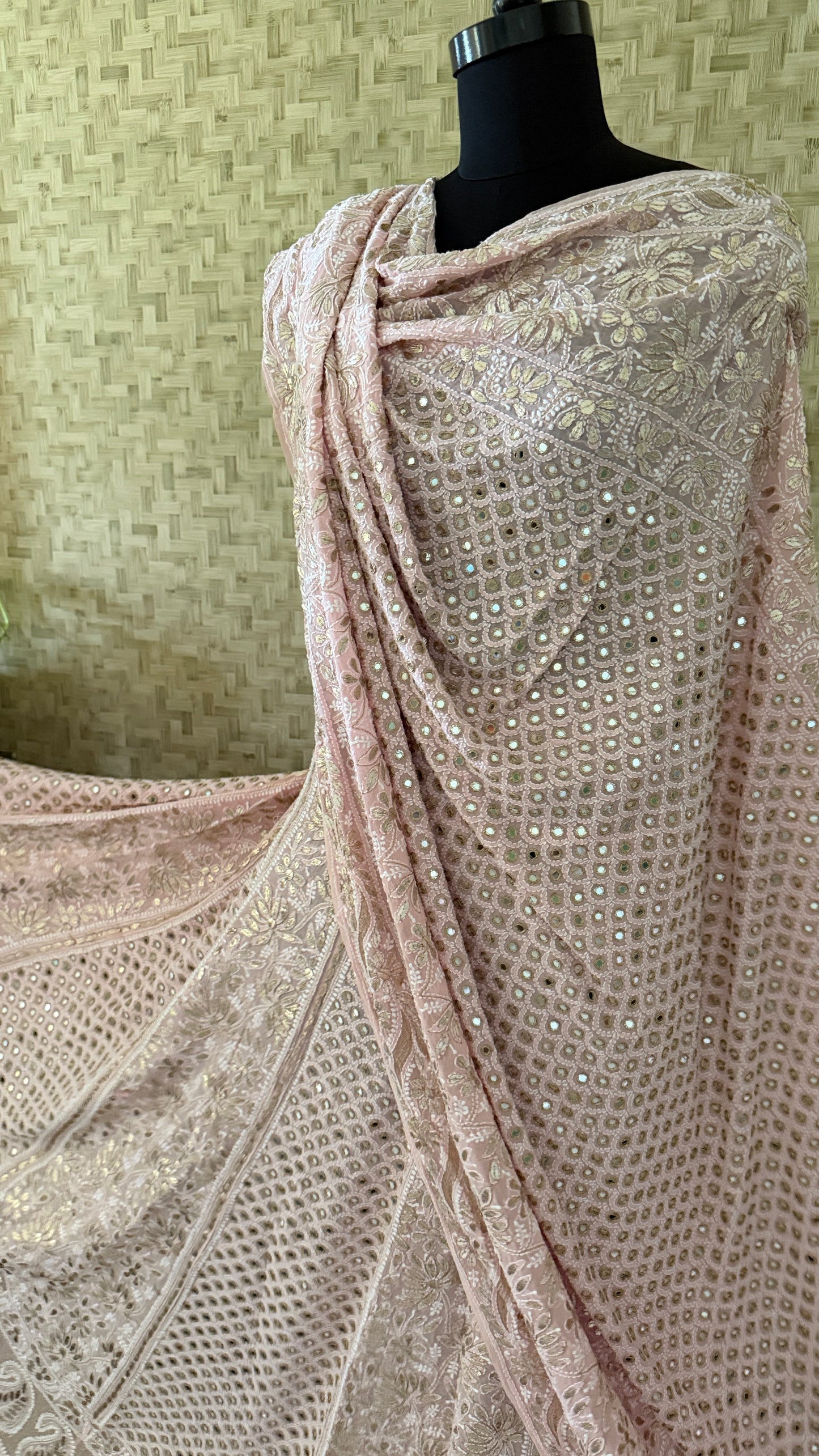 Pastel Pink Mirror & Gota Patti Chikankari Lehenga Set