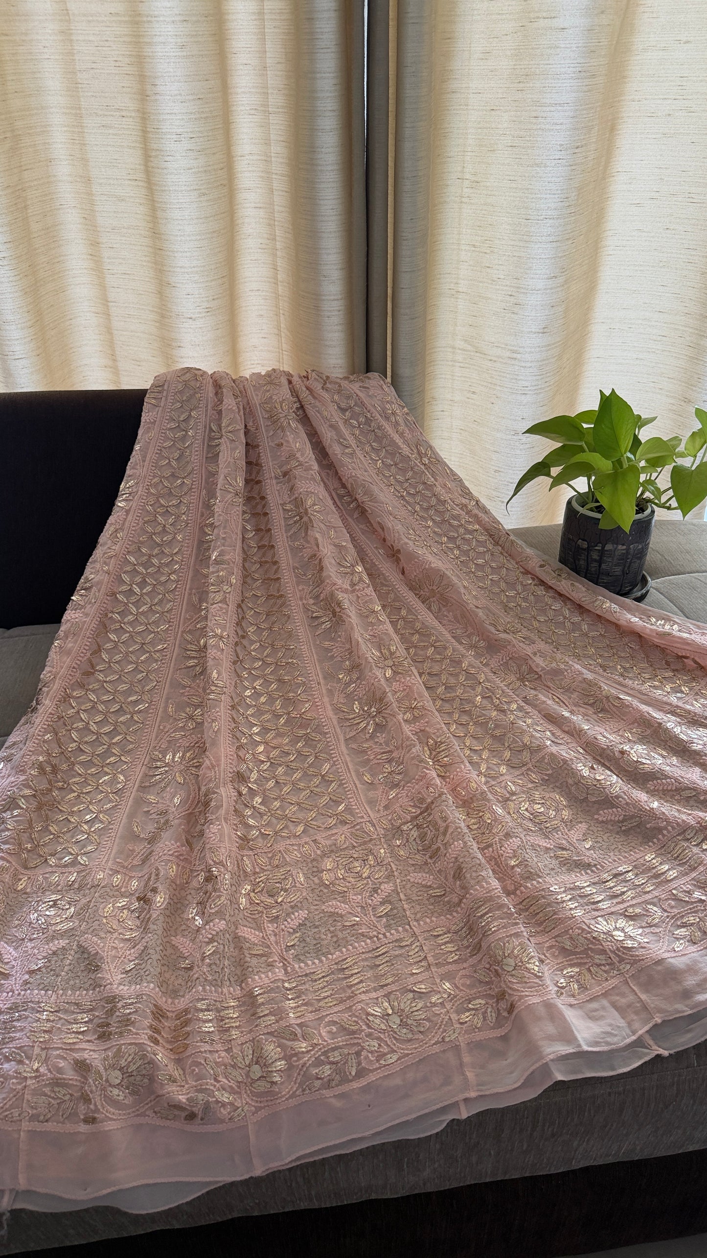 Designer Pink Gota Patti Chikankari Anarkali Suit (Anarkali And Dupatta)