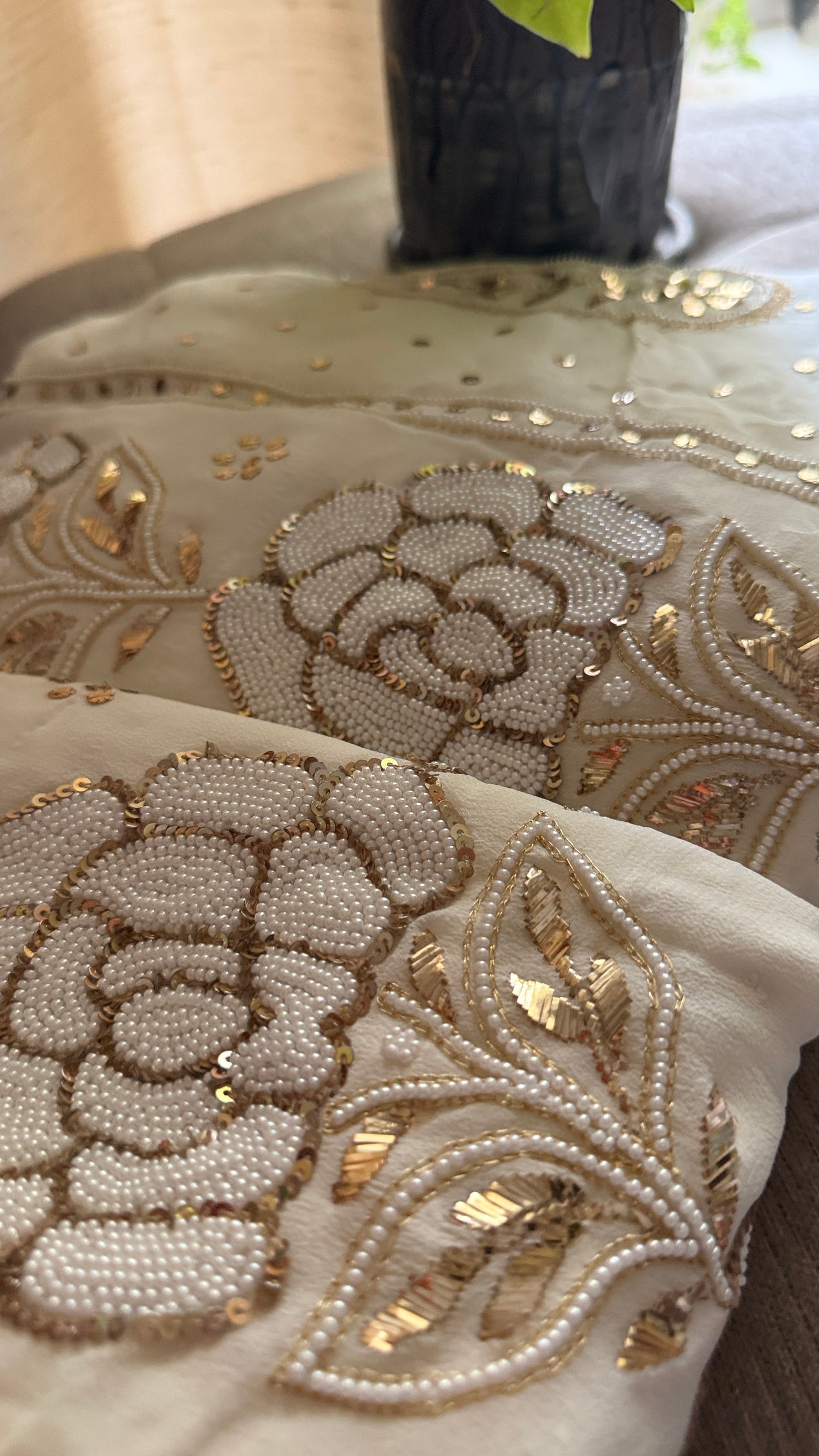 Masterpiece Ivory White Pearl Mukaish Suit