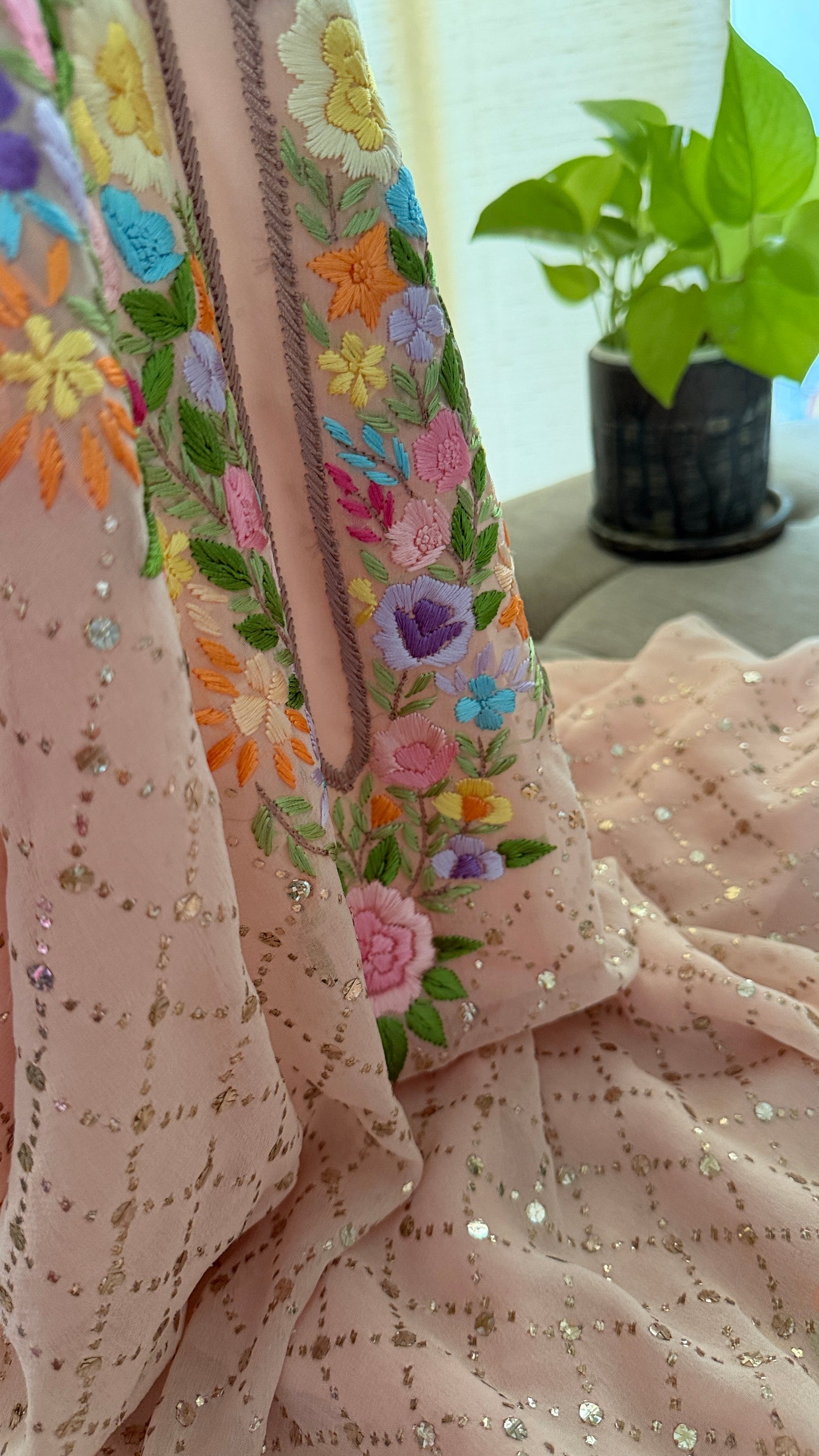 Pink Multicolour Neckline Kamdani Suit