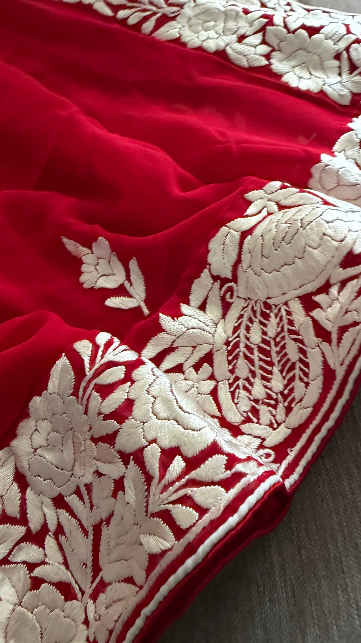 Bridal Red Parsi Gara Dupatta