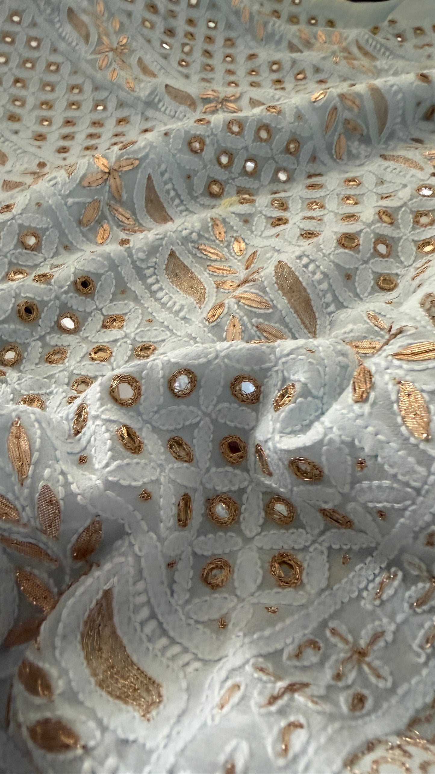 Sky Blue Mirror & Gota Patti Chikankari Suit