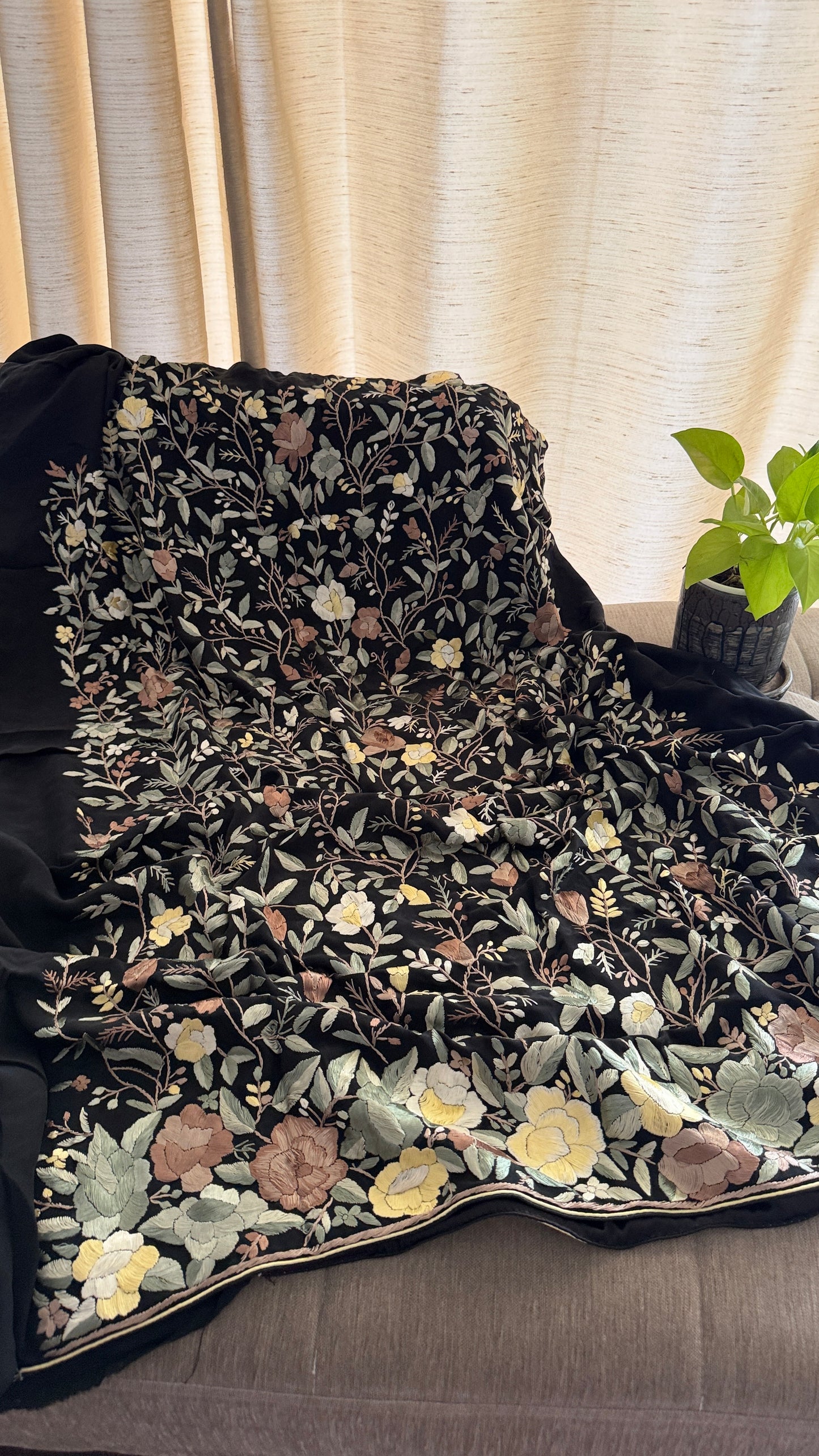 Designer Floral Parsi Gara Suit (Three Piece)