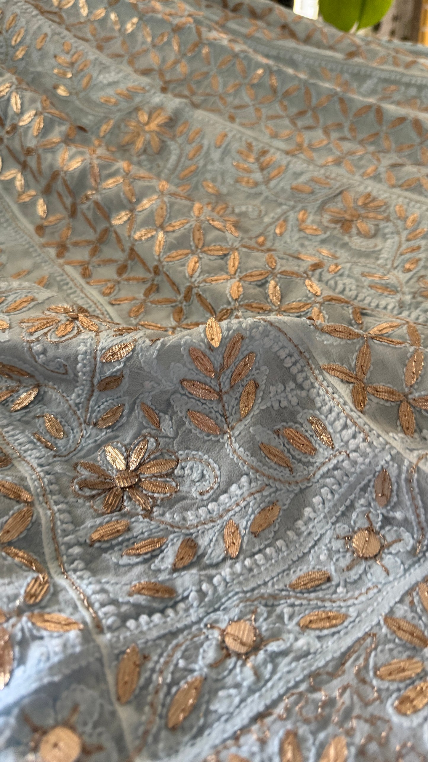Powder Blue Gota Patti Chikankari Anarkali Suit (Anarkali And Dupatta)