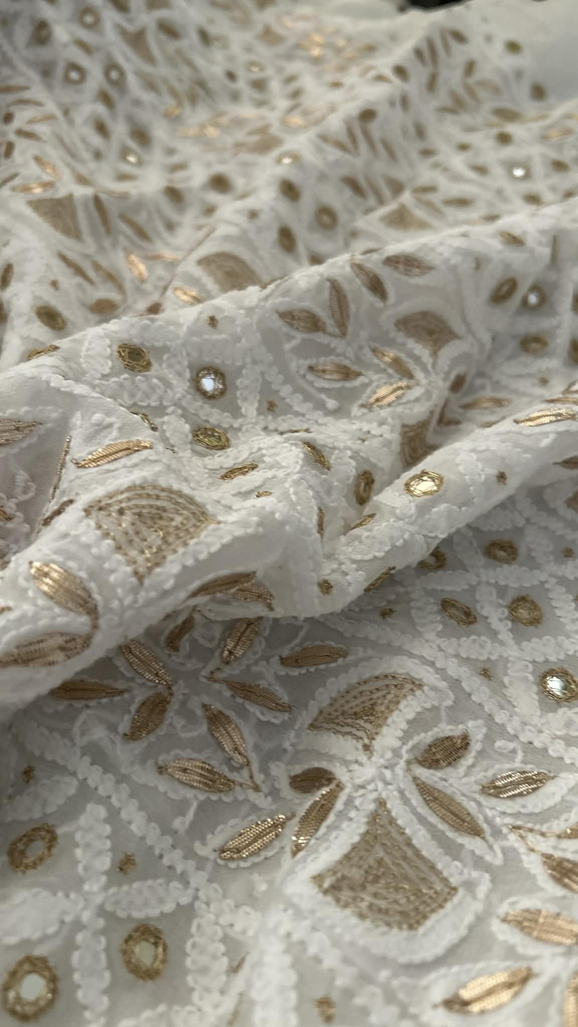 White Mirror & Gota Patti Chikankari Suit