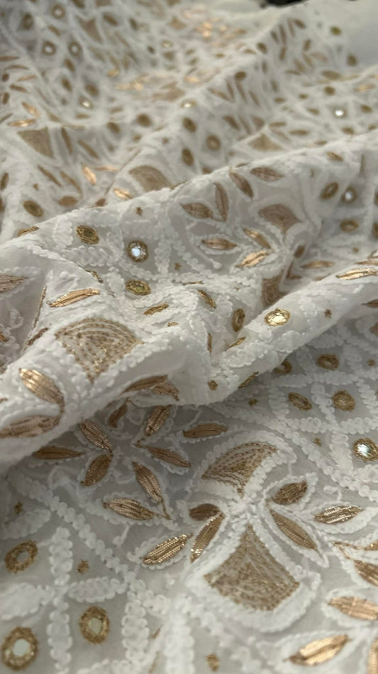 White Mirror & Gota Patti Chikankari Suit