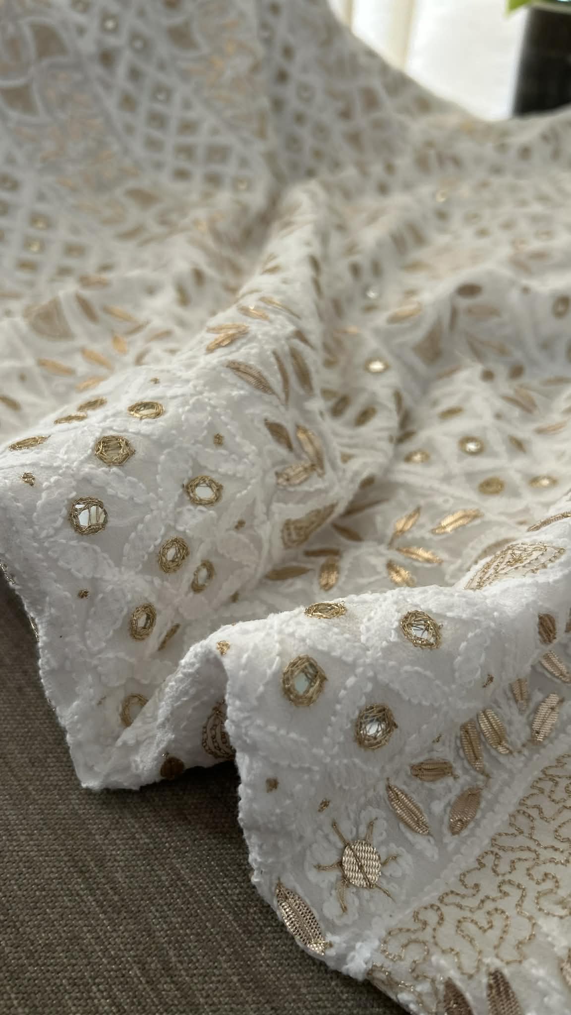 White Mirror & Gota Patti Chikankari Suit