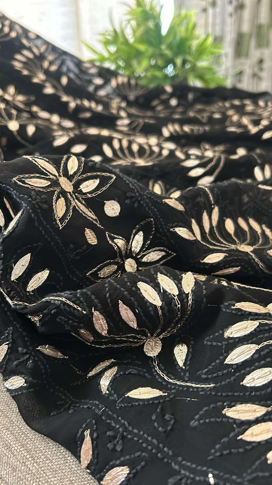Black Gota Patti Chikankari Kurta Dupatta