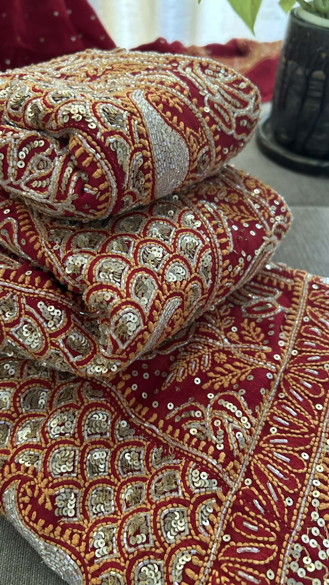 Masterpiece Red Cut Dana & Sequins Work Chikankari Anarkali Suit