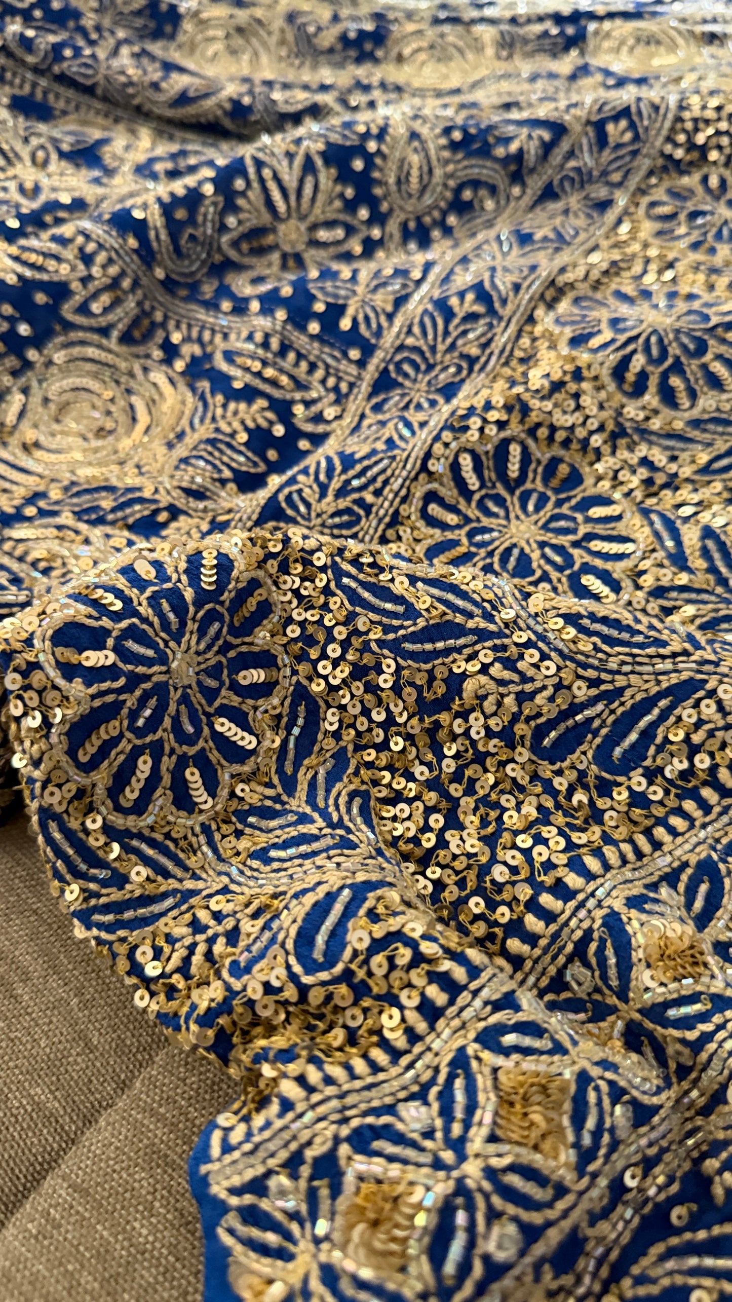 Masterpiece Royal Blue Cut Dana & Sequins Work Chikankari Anarkali Suit