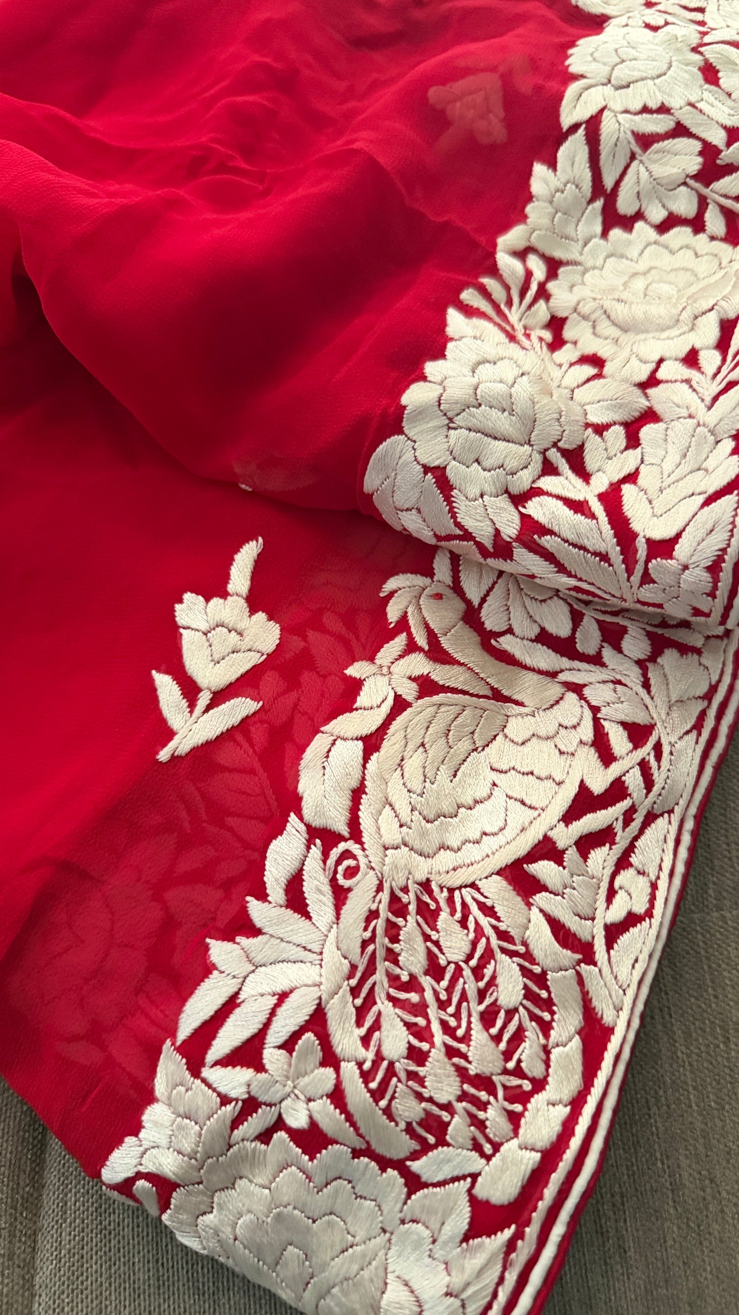 Bridal Red Parsi Gara Dupatta