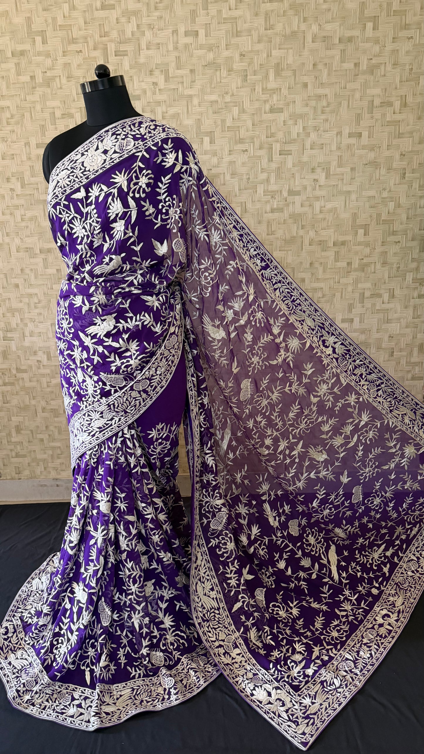 Designer Purple Parsi Gara Saree