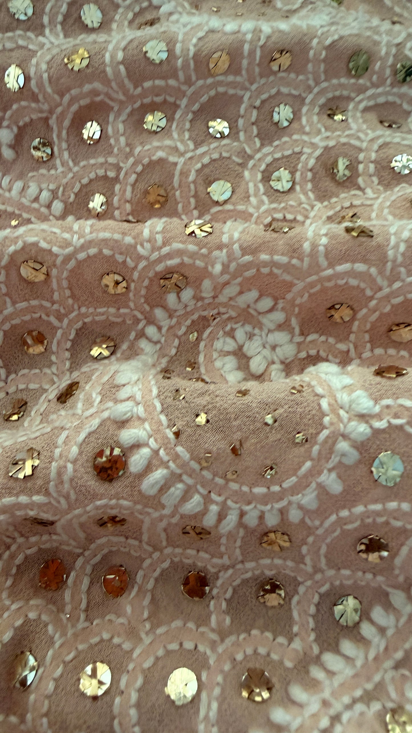 Pastel Pink Mukaish Chikankari Lehenga Set