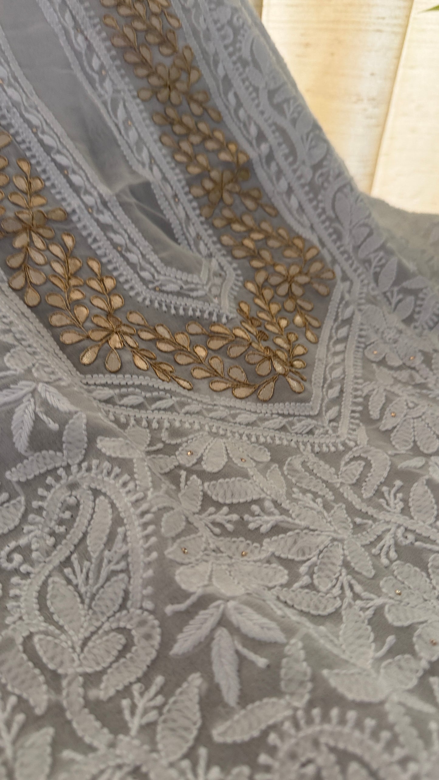 Exclusive Ivory Gota Patti Lucknowi Chikankari Suit