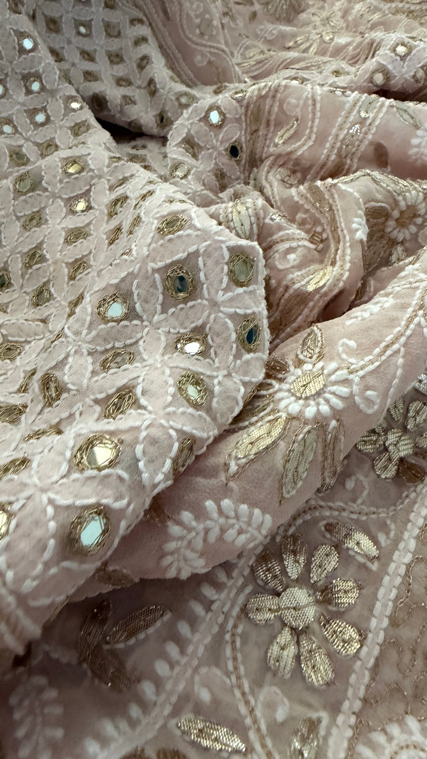 Pastel Pink Mirror & Gota Patti Chikankari Dupatta