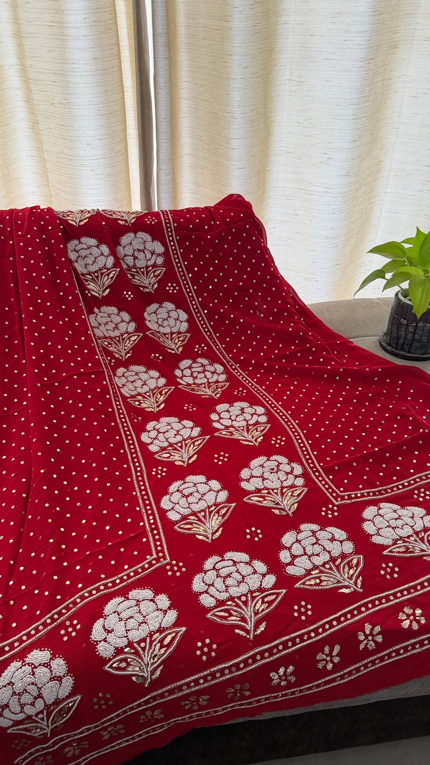 Masterpiece Red Pearl Kamdani Suit - Festive Collection