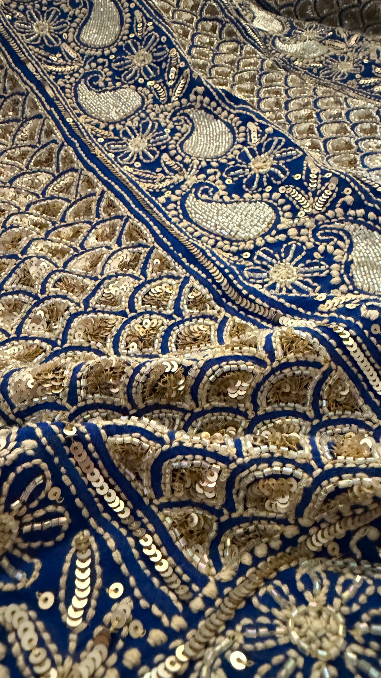 Masterpiece Royal Blue Gold Cut Dana Chikankari Suit (Kurta & Dupatta)