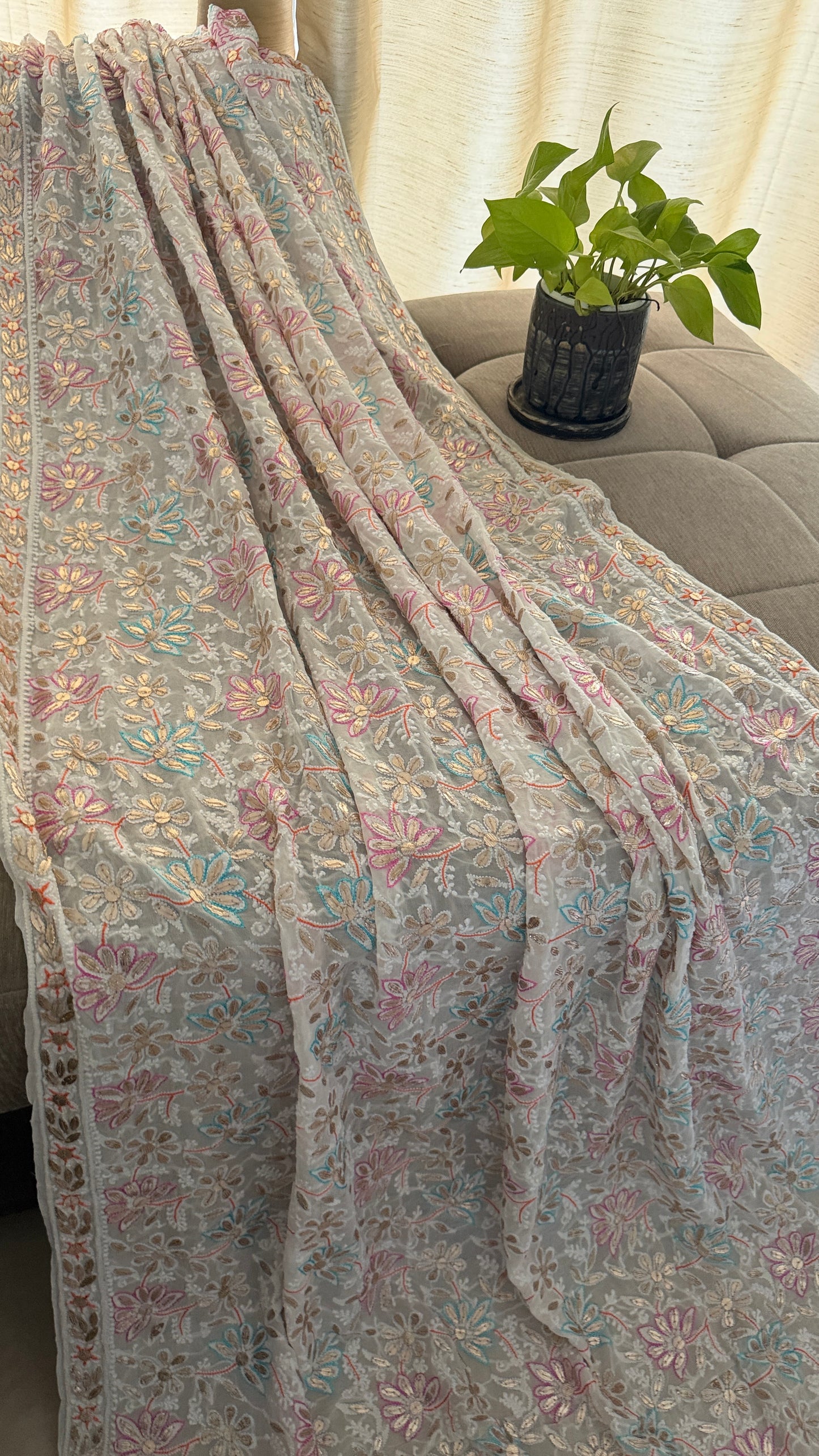 Multicolour Gota Patti Chikankari Dupatta