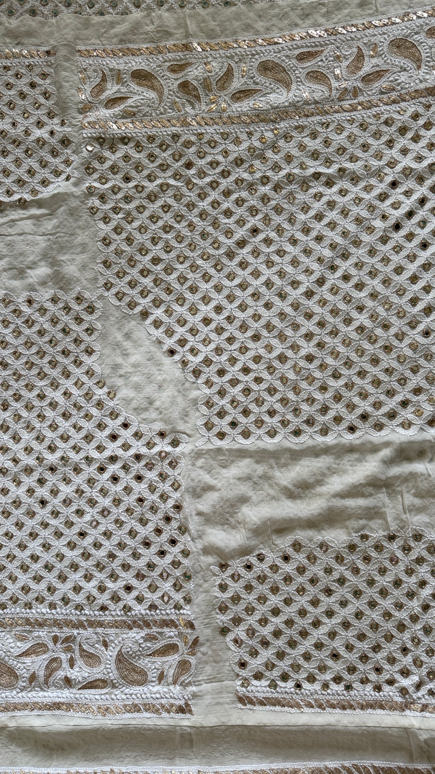 Ivory Mirror Gota Patti Chikankari Lehenga Set