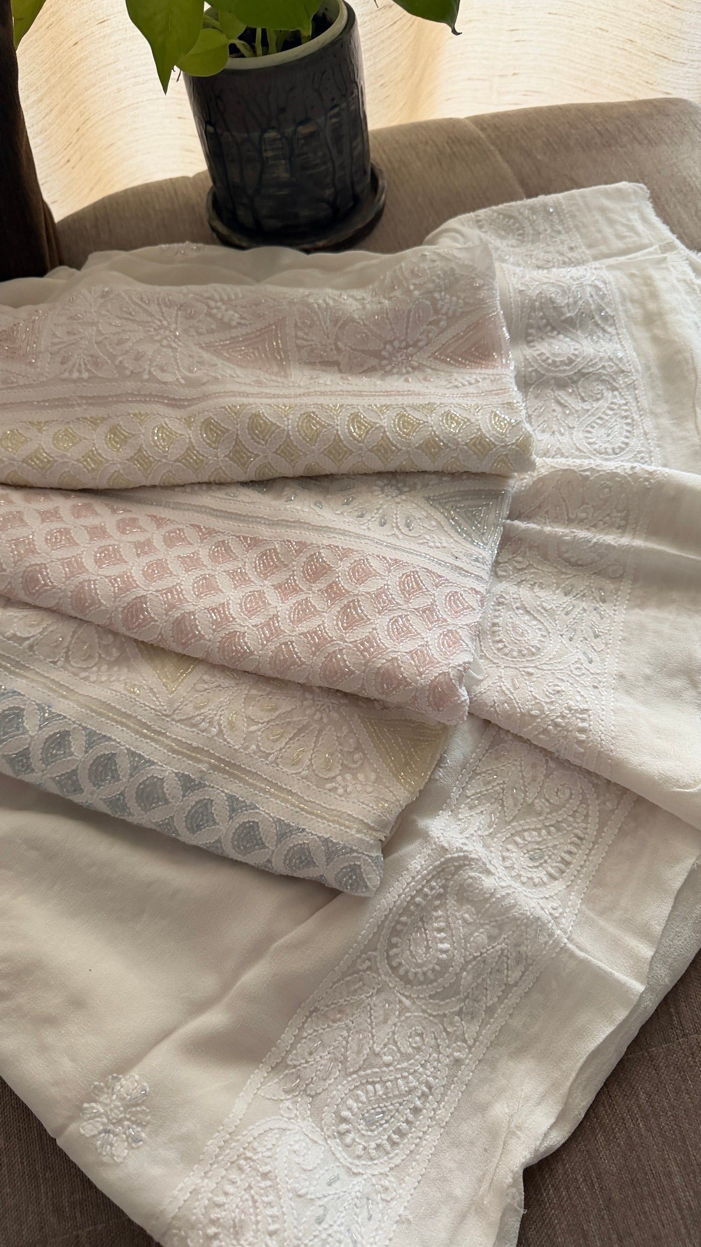 Designer Cut Dana Work Lucknowi Chikankari Suit
