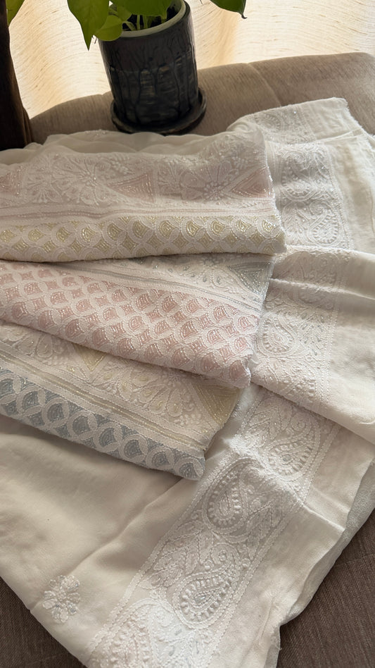 Designer Cut Dana Work Lucknowi Chikankari Suit