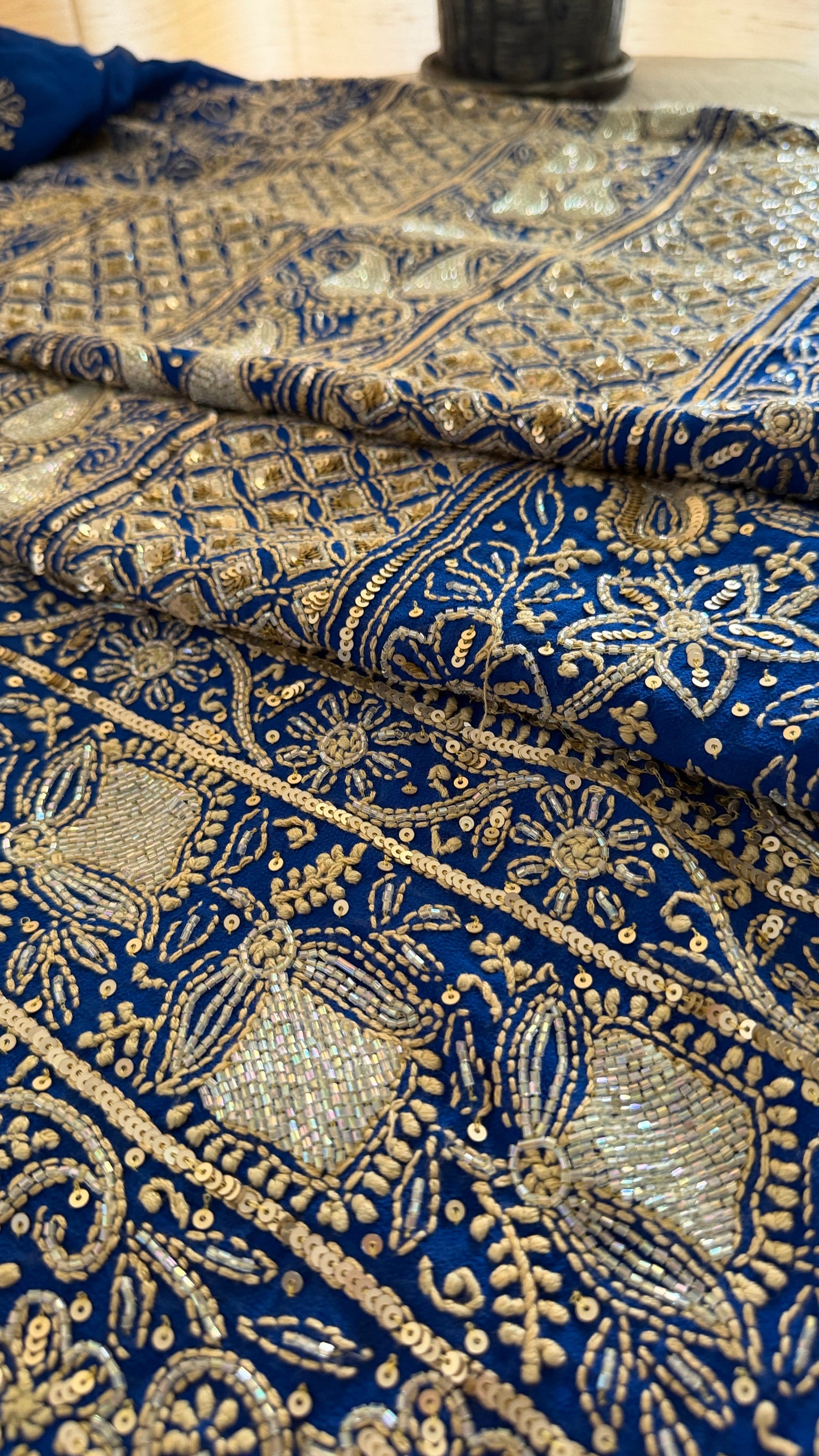 Masterpiece Royal Blue Gold Chikankari Suit for Women