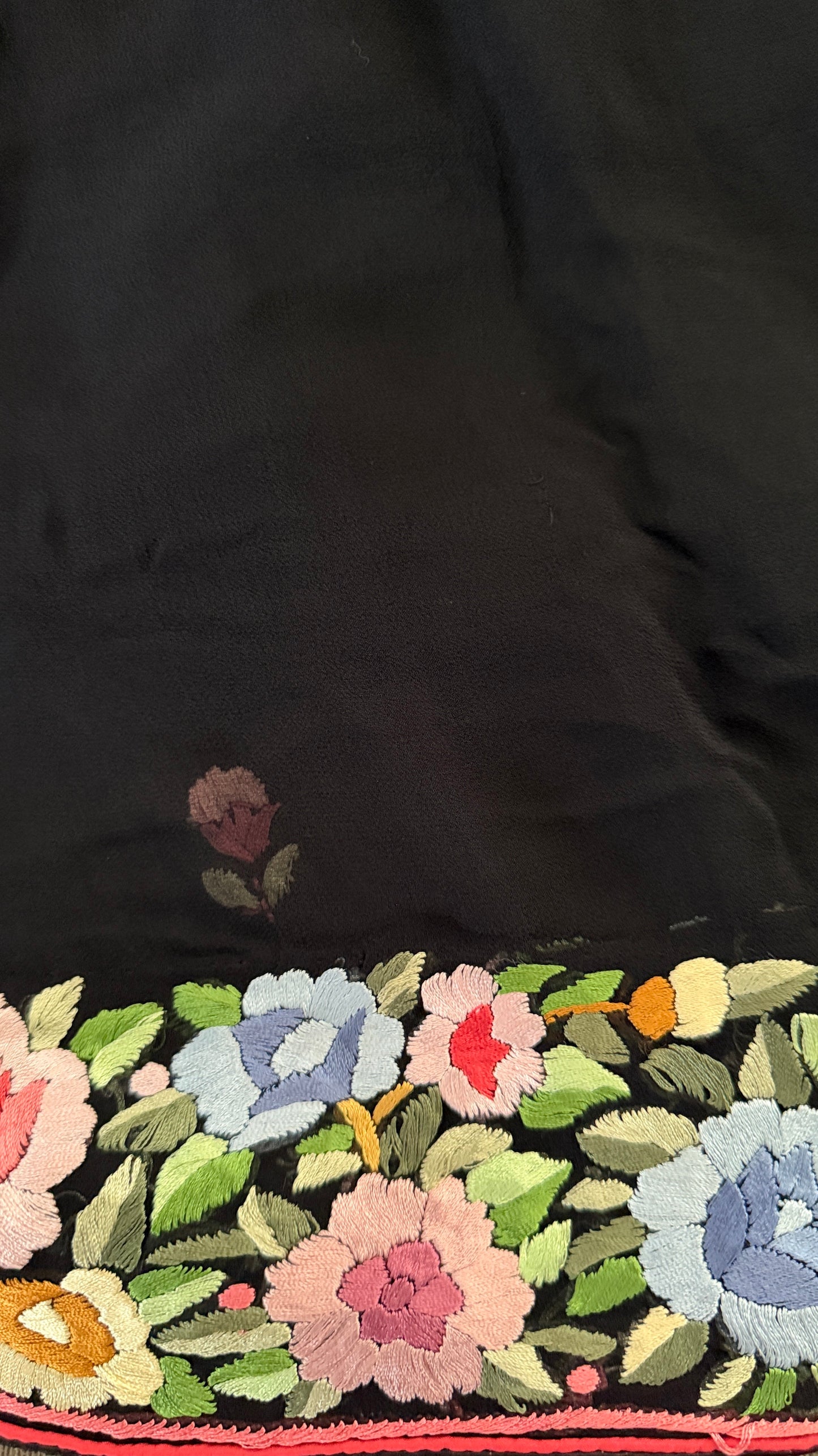 Black Parsi Gara Pure Georgette Saree