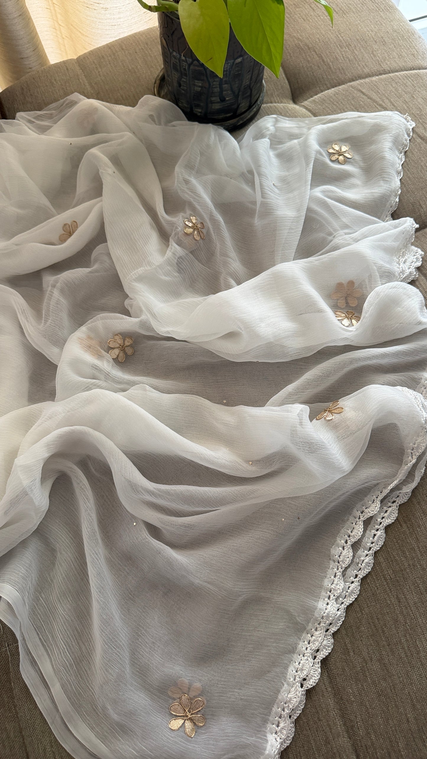 Exclusive Ivory Gota Patti Lucknowi Chikankari Suit