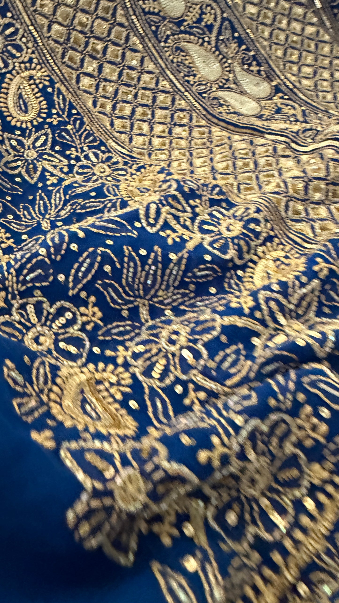 Masterpiece Royal Blue Gold Chikankari Suit for Women