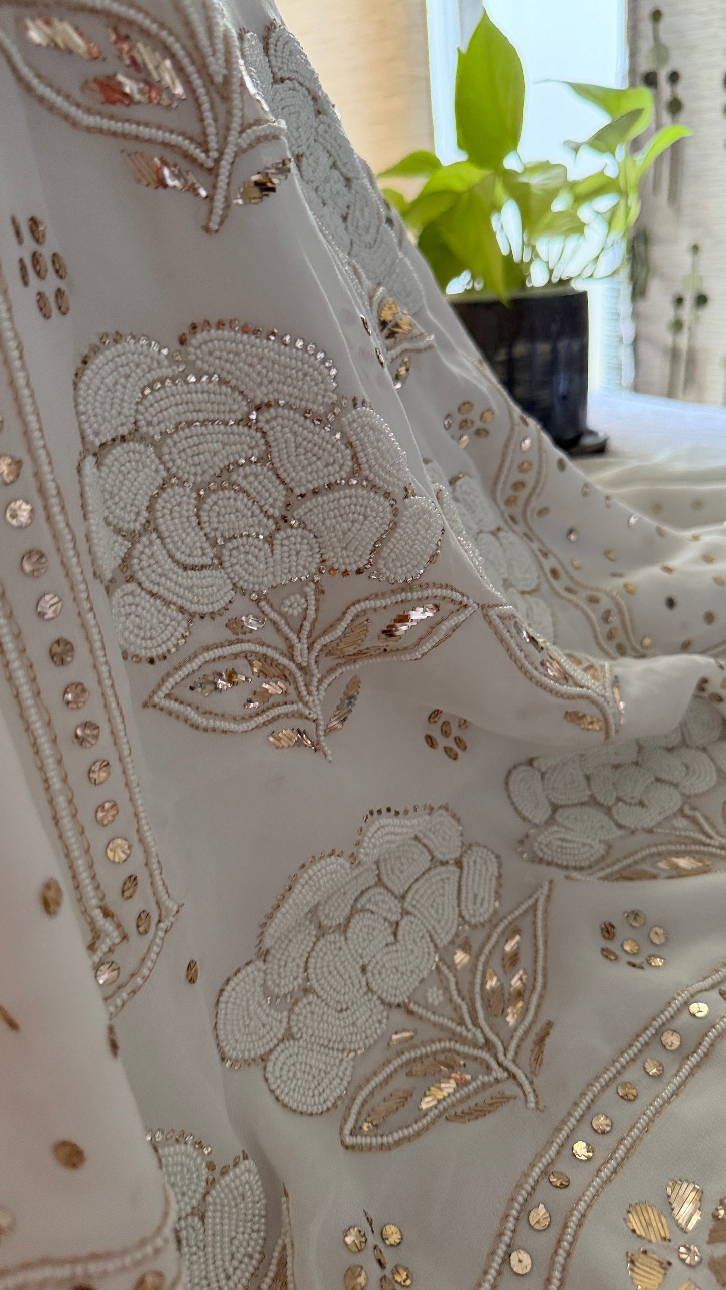 Masterpiece White Pearl Kamdani Suit - Festive Collection
