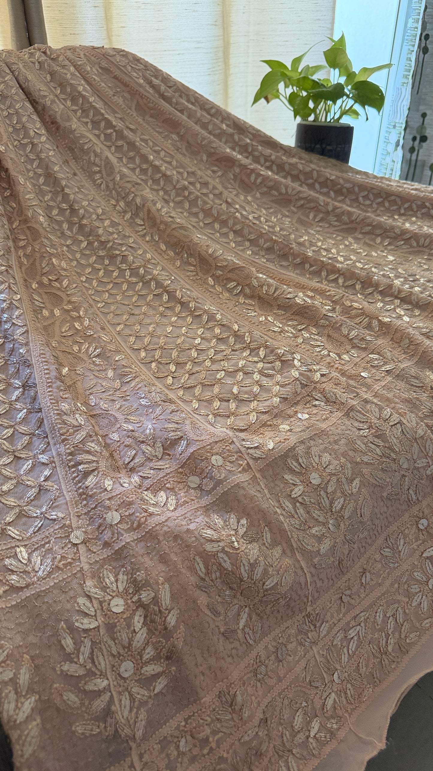 Rose Gold Gota Patti Chikankari Anarkali Suit (Anarkali And Dupatta)
