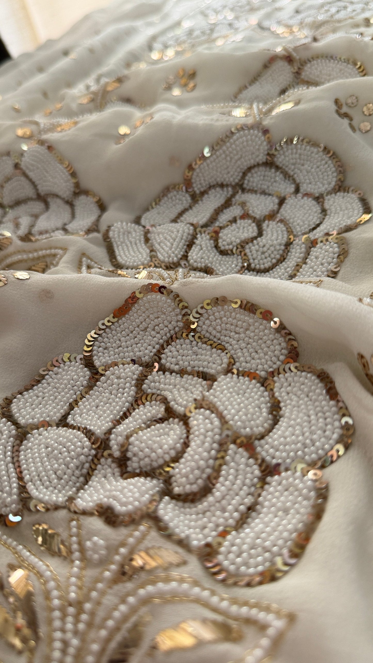 Masterpiece Ivory White Pearl Mukaish Suit
