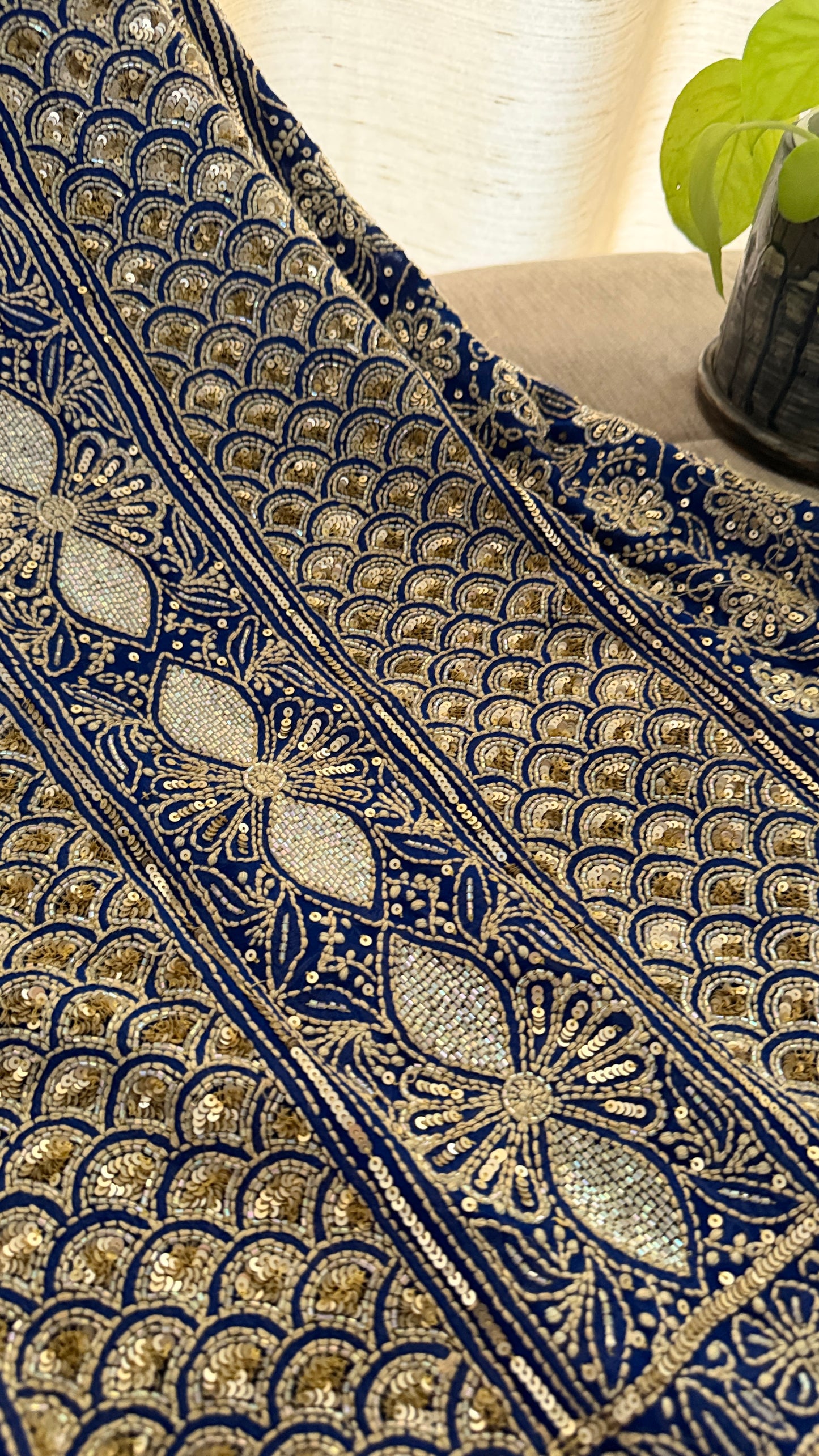 Royal Blue Gold Chikankari Suit for Women