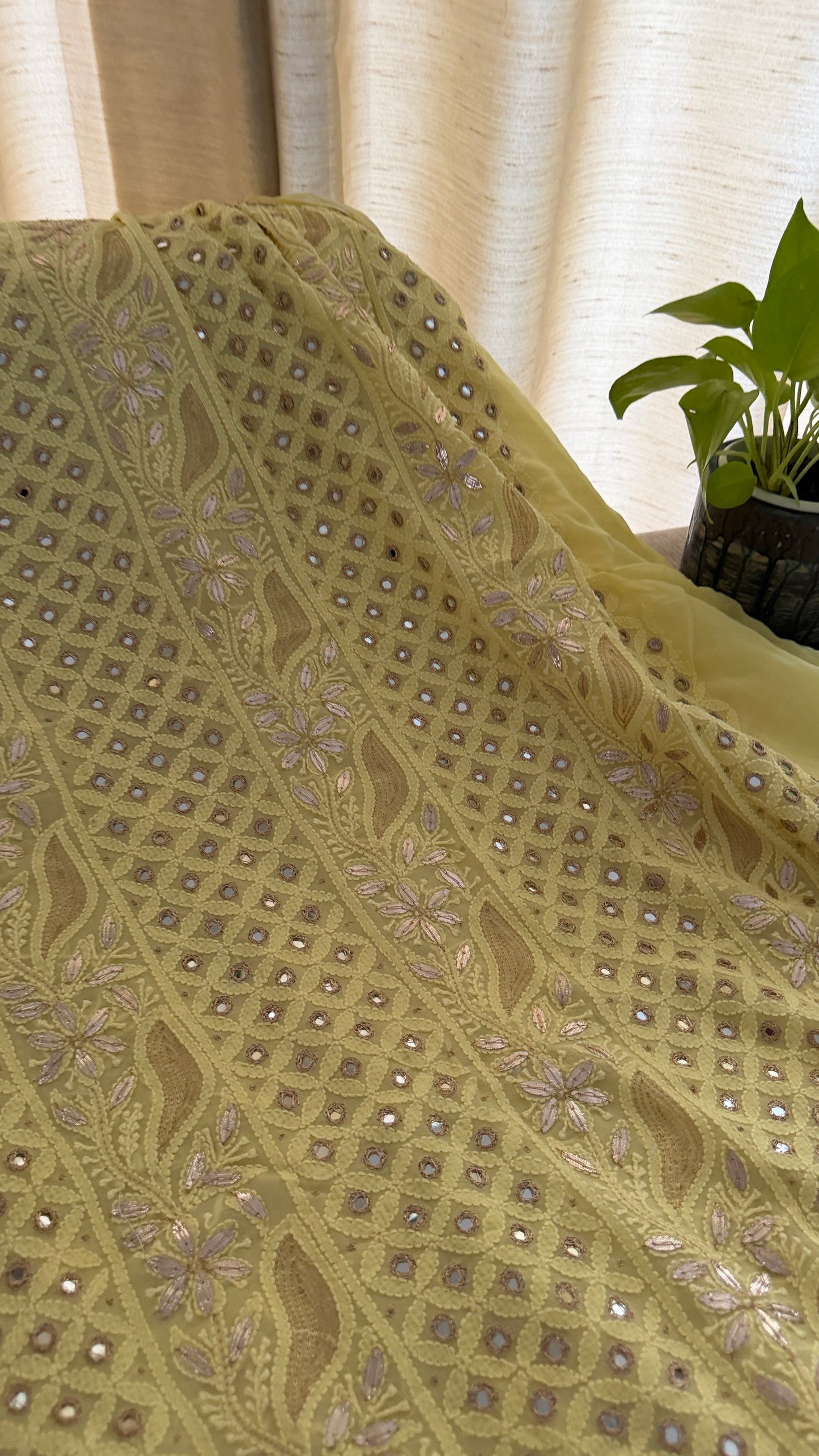 Yellow Mirror & Gota Patti Chikankari Suit