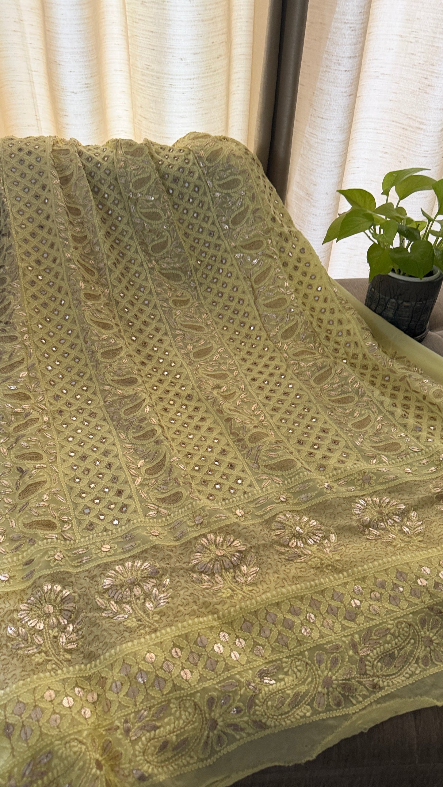Yellow Mirror & Gota Patti Chikankari Suit