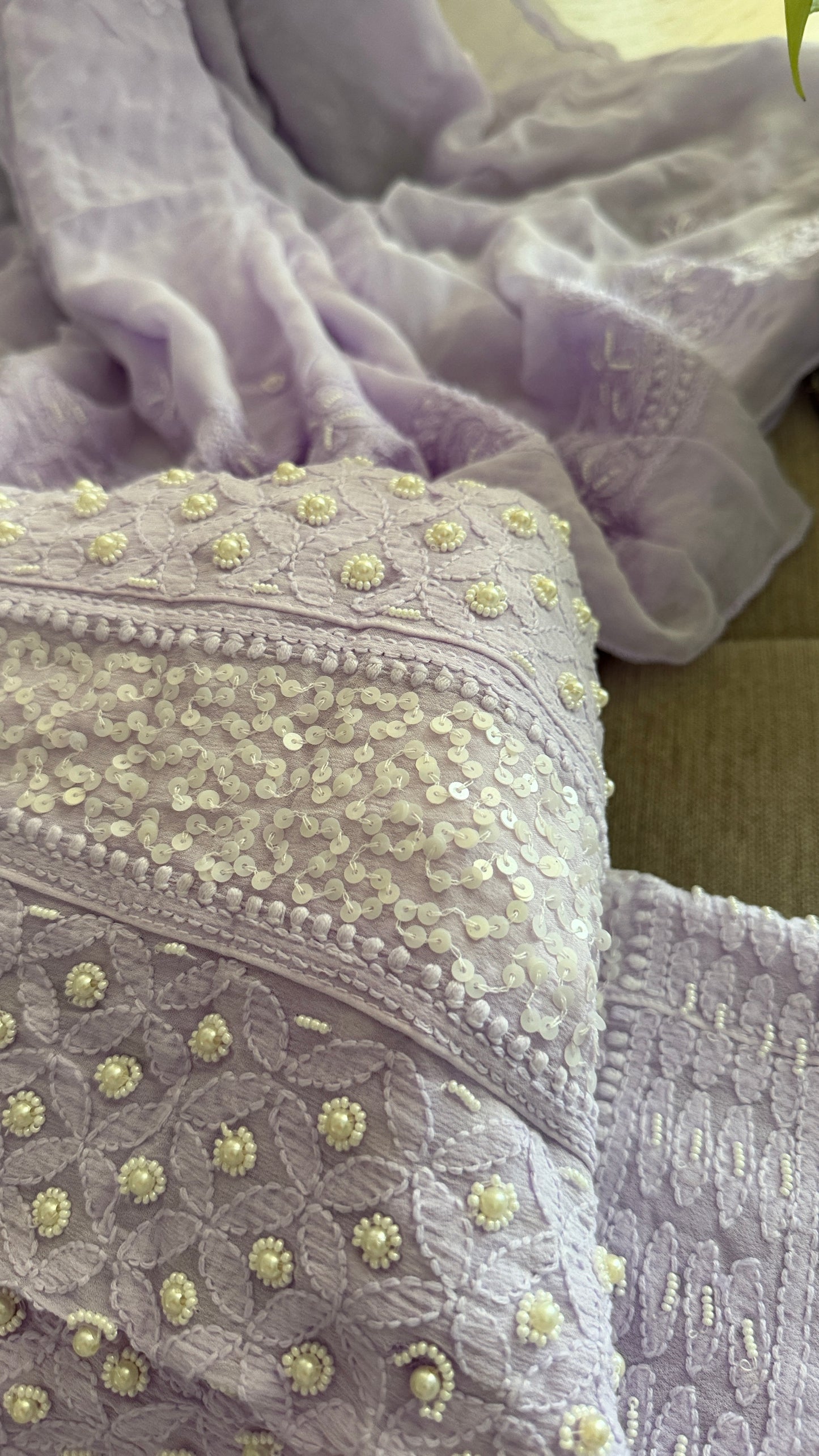Lavender Pearl Chikankari Anarkali (Anarkali & Dupatta)